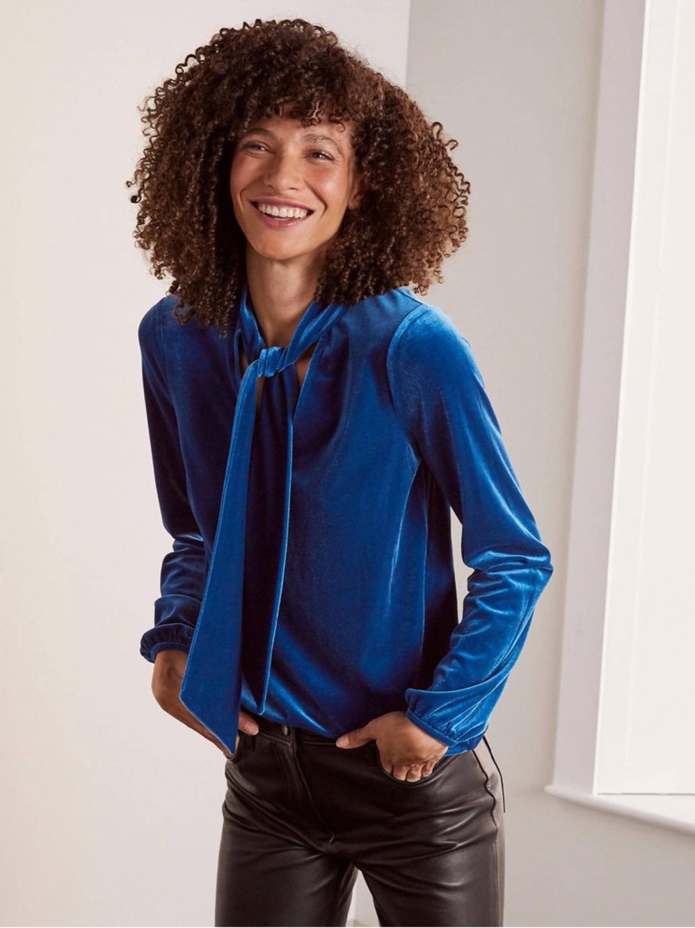 Boden vibrant blue velour Nancy top
